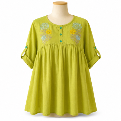 Embroidered green tunic