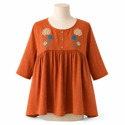 Embroidered peach tunic